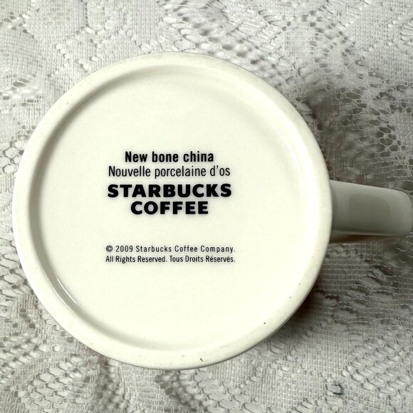 Starbucks 2009 Holiday Reindeer Coffee Mug – New Bone China, Red, Brown, Gold Ac - Picture 5 of 5